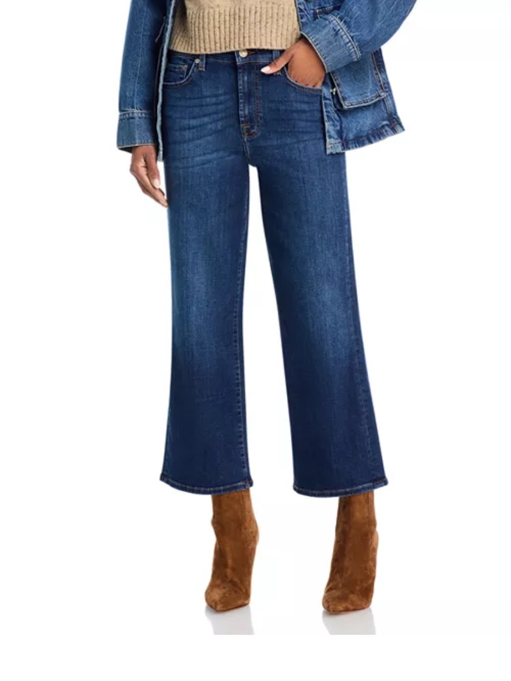 7FAM Cropped Alexa High Wave Women's Jeans - Picture 1 of 8